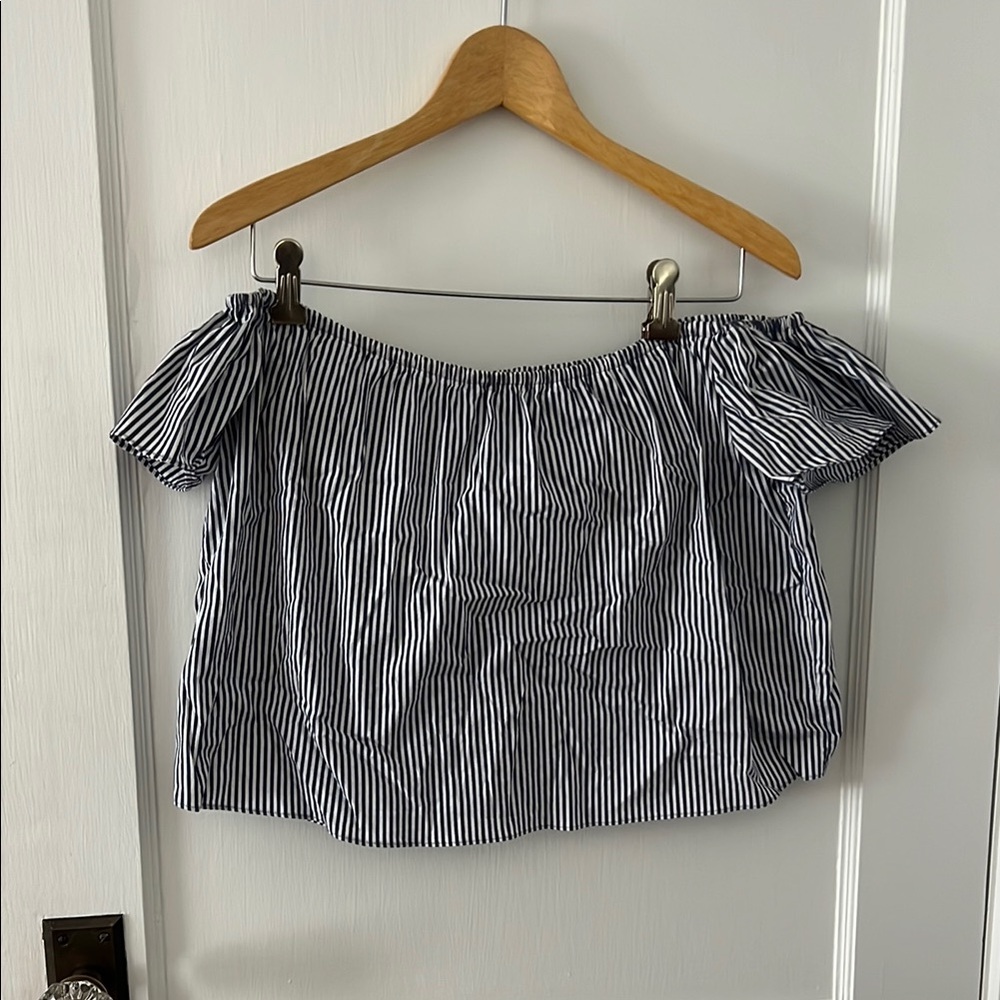 Zara Striped Off-Shoulder Top